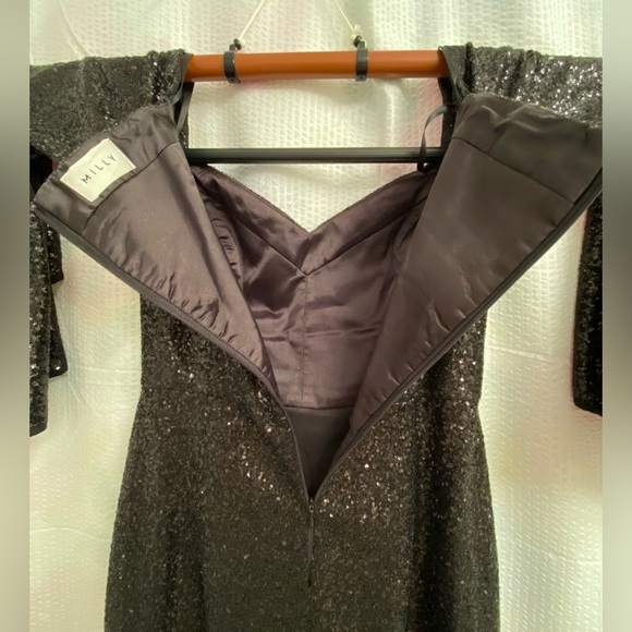 MILLY Sequin Midi Dress w/ Bell Sleeve & Side Slit (SAMPLE SIZE 2/4) - Picture 10 of 10